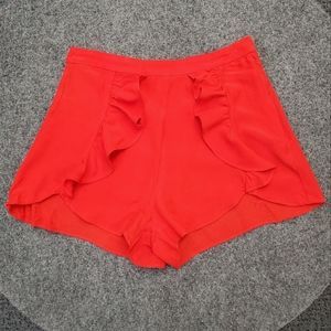 Red ruffled red shorts